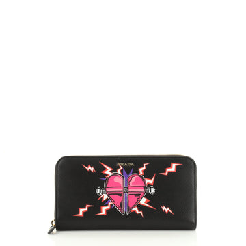 Prada Zip Around Wallet Printed Saffiano Long
