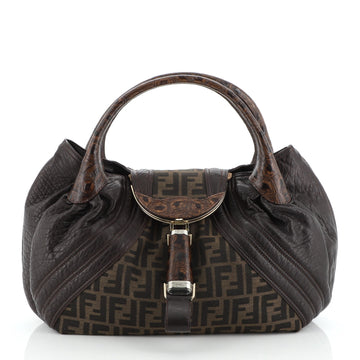 Fendi Tortoise Spy Bag Zucca Canvas and Leather