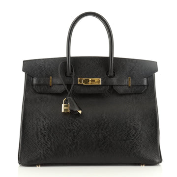Hermes Birkin Handbag Black Ardennes with Gold Hardware 35
