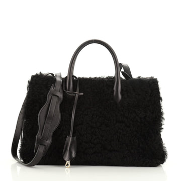 Balenciaga Padlock Nude Work Tote Fur with Leather XS