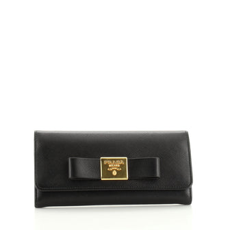 Prada Bow Flap Wallet Saffiano Leather Long
