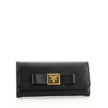 Prada Bow Flap Wallet Saffiano Leather Long