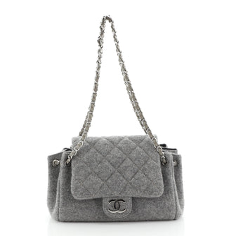 Chanel Vintage Accordion Flap Bag Quilted Wool Small