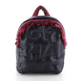 Chanel Doudoune Backpack Embossed Nylon with Tweed Medium