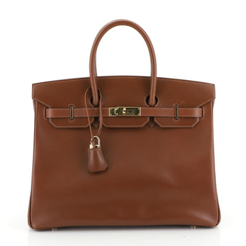 Hermes Birkin Handbag Brown Box Calf with Gold Hardware 35