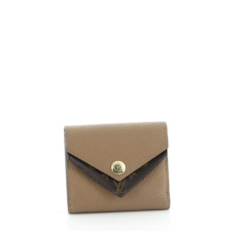 Louis Vuitton Double V Compact Wallet Leather with Monogram Canvas
