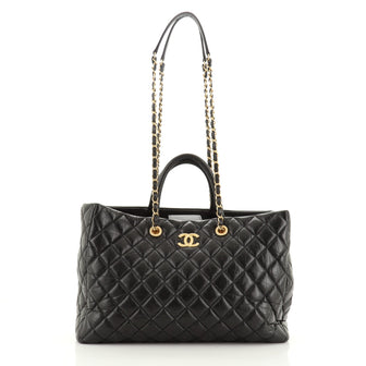 Chanel Coco Handle Shopping Tote Quilted Aged Calfskin Large