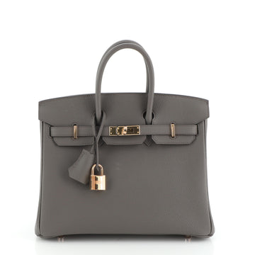 Hermes Birkin Handbag Grey Togo with Rose Gold Hardware 25