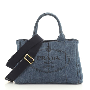 Prada Canapa Convertible Tote Denim Mini
