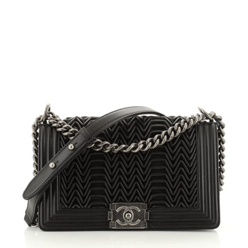 Chanel Boy Flap Bag 3D Pleated Leather Old Medium