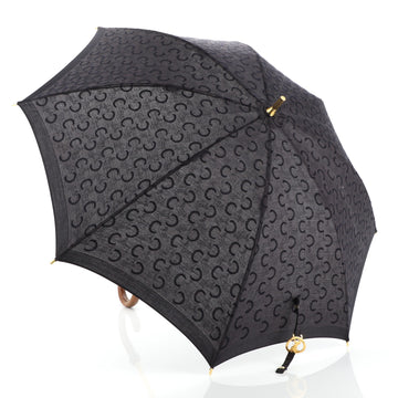 Celine Vintage Logo Sun Umbrella Jacquard Canvas