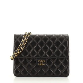 Chanel Vintage Clutch with Chain Quilted Leather Small