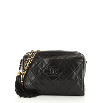Chanel Vintage Diamond CC Camera Bag Quilted Leather Medium