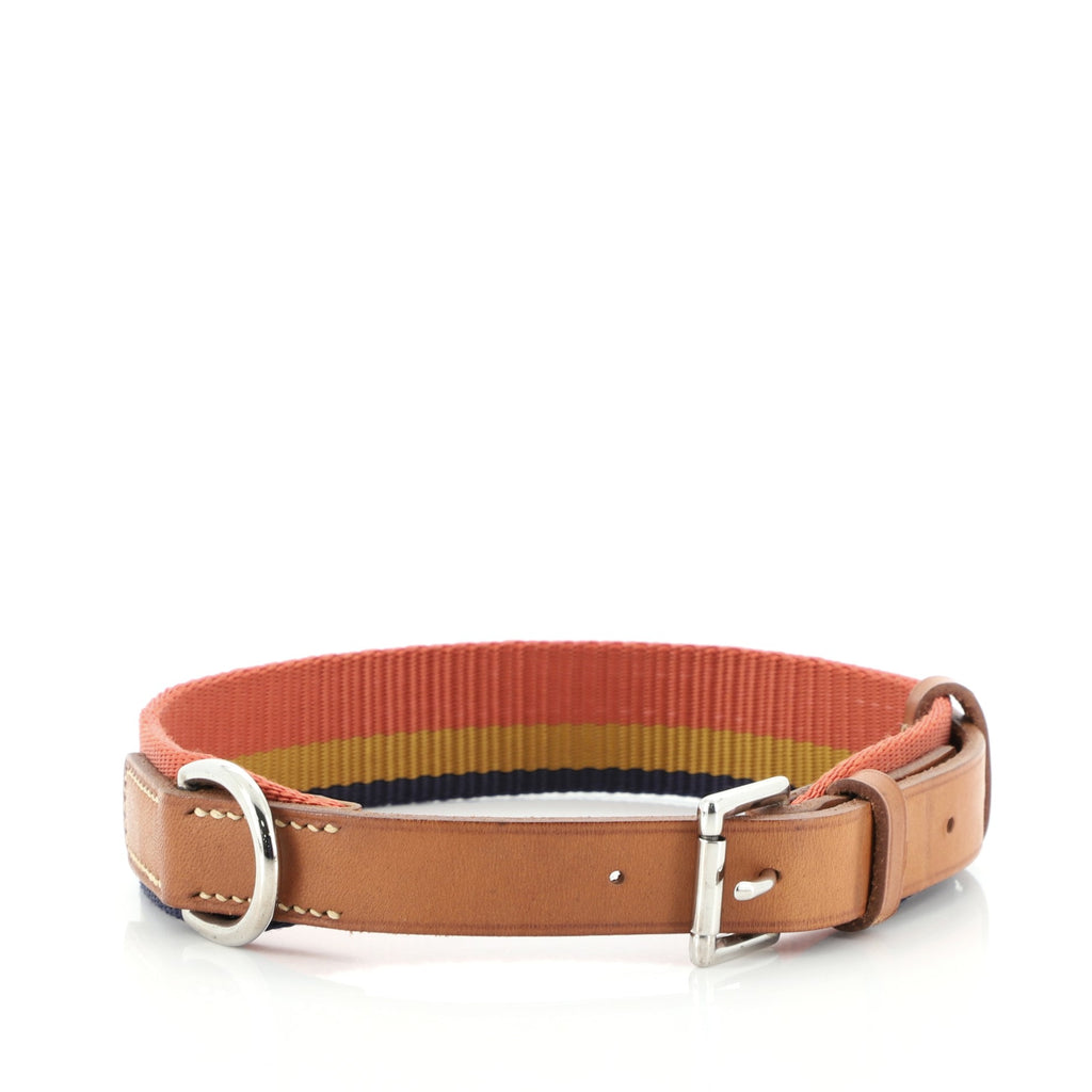 Hermes Dog Collar Rocabar Canvas with Leather Brown 5453410