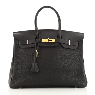 Hermes Birkin Handbag Black Togo with Gold Hardware 35