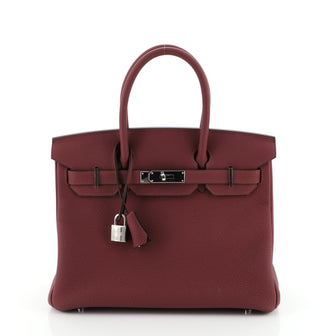 Hermes Birkin Handbag Red Togo with Palladium Hardware 30