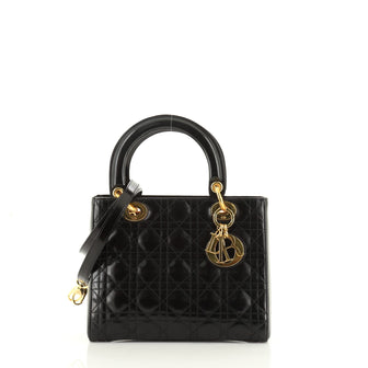 Christian Dior Vintage Lady Dior Bag Cannage Quilt Patent Medium