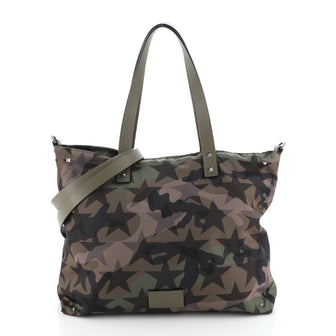 Valentino Rockstud Convertible Tote Printed Nylon Small