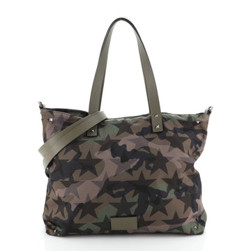 Valentino Rockstud Convertible Tote Printed Nylon Small