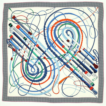 Hermes Fouets et Badines Shawl Printed Cashmere and Silk 140
