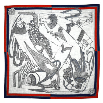 Hermes Zouaves et Dragons Shawl Printed Cashmere and Silk 140