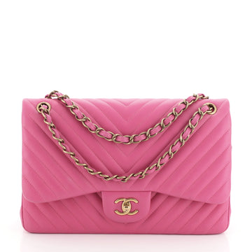 Chanel Classic Double Flap Bag Chevron Lambskin Jumbo