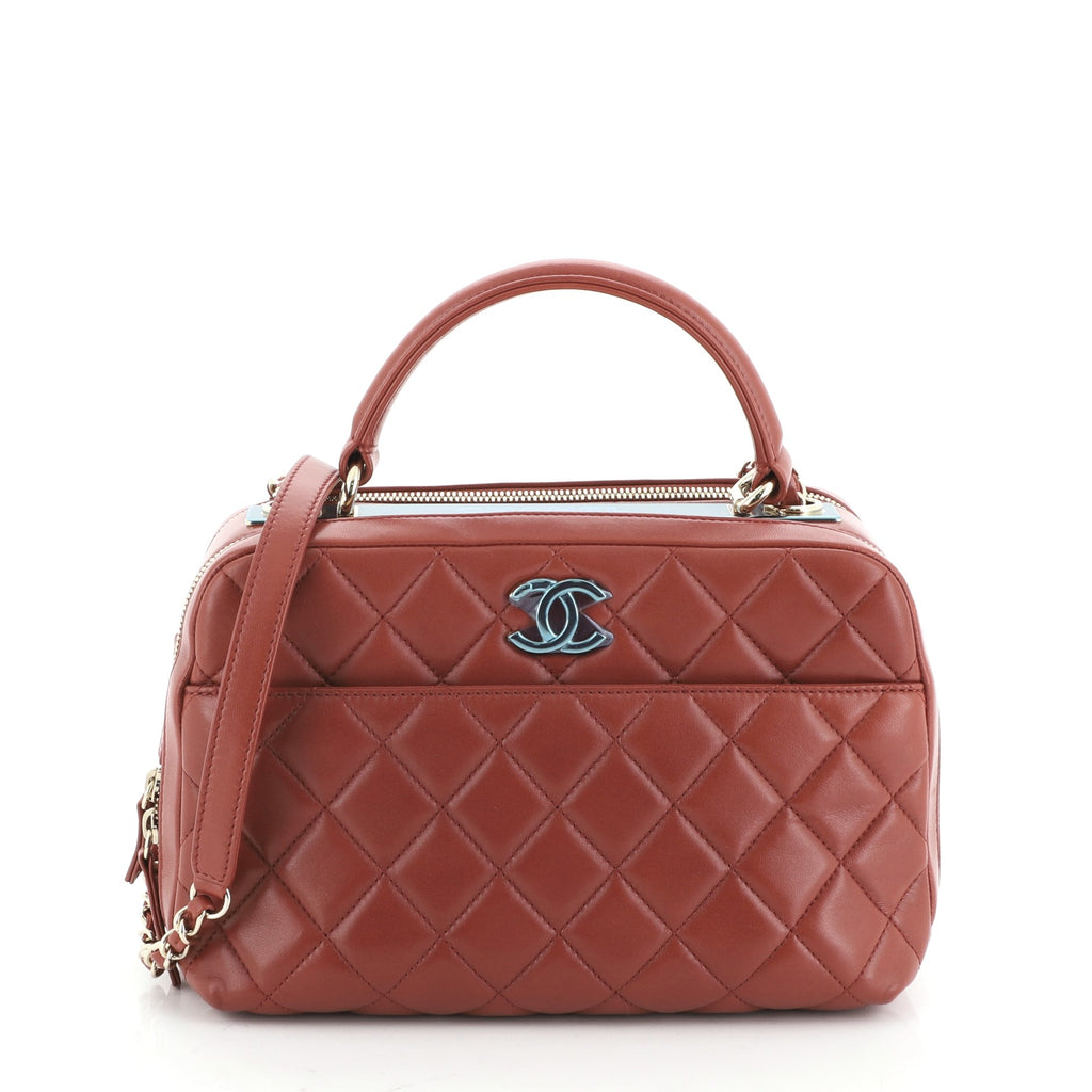 Chanel Trendy CC Bowling Bag Quilted Lambskin Medium Red 545343