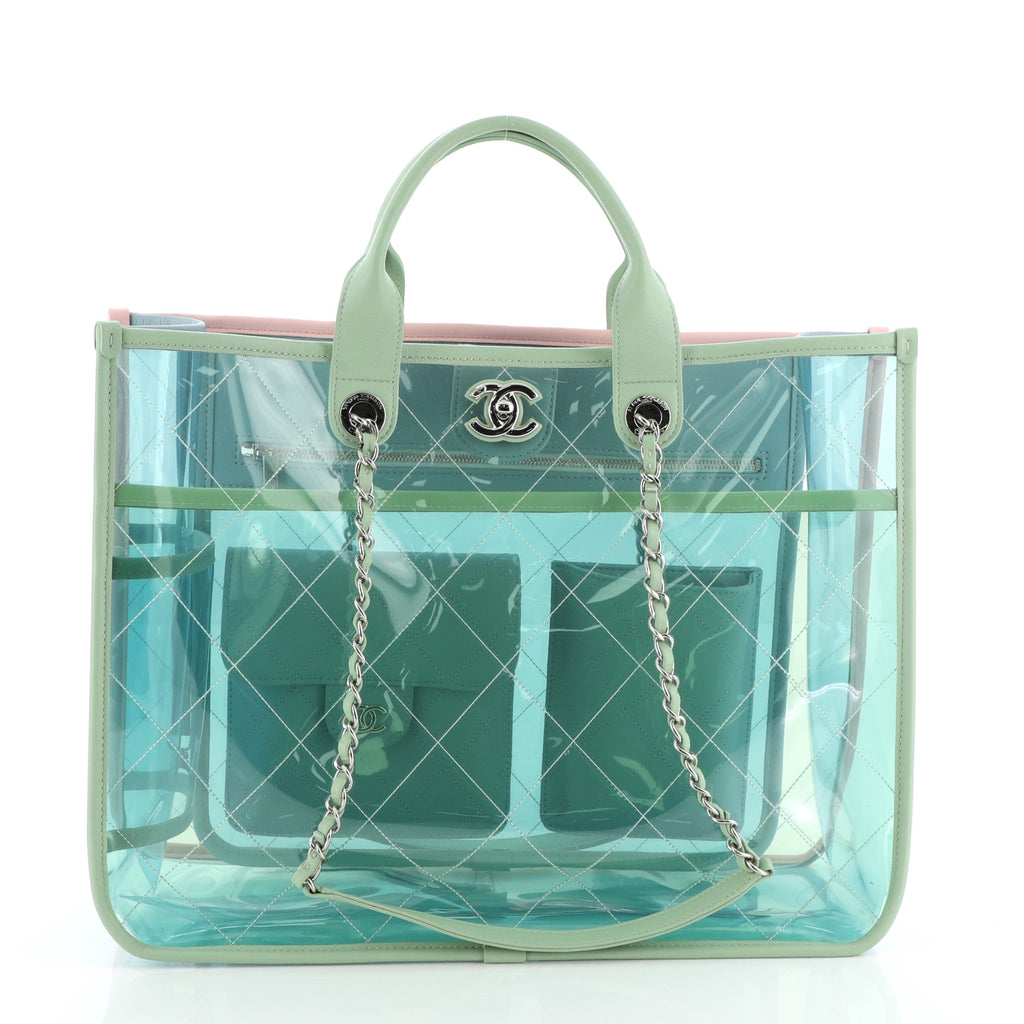 Chanel Blue Leather and PVC Coco Splash Tote Bag Chanel