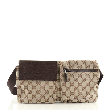 Gucci Vintage Double Belt Bag GG Canvas