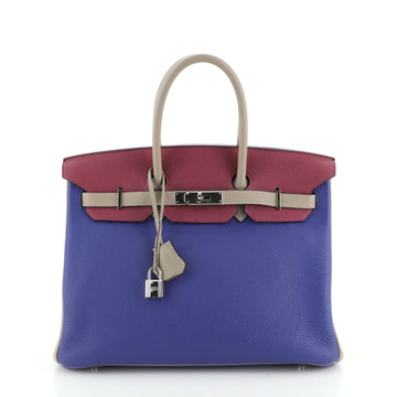 Hermes Birkin Handbag Tricolor Togo with Palladium Hardware 35