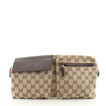 Gucci Vintage Double Belt Bag GG Canvas