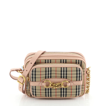 Burberry Link Chain Camera Bag 1983 Knight Check Canvas Small