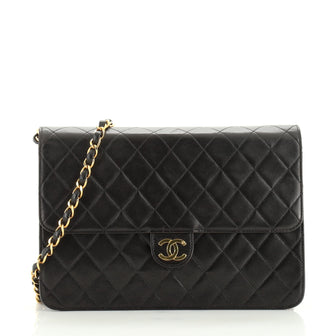 Chanel Vintage Clutch with Chain Quilted Leather Medium