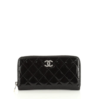 Chanel Brilliant Zip Around Wallet Quilted Patent Long