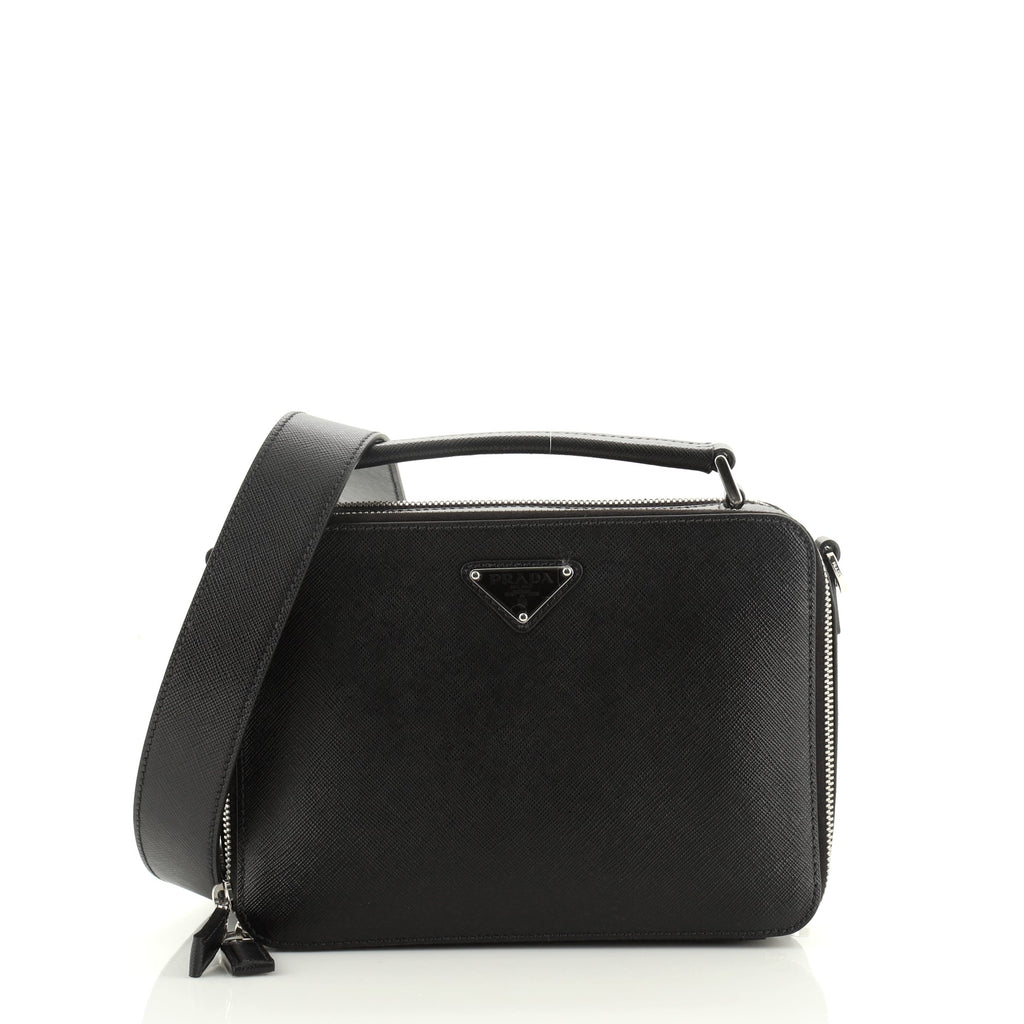 Prada Black Saffiano Leather Brique Cross-Body Bag, myGemma, JP