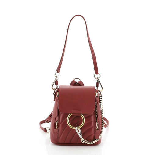 Chloe Faye Backpack Quilted Leather Mini Red 5456695