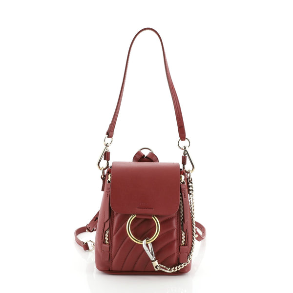 chloe mini faye backpack price Chloe Faye Backpack Quilted Leather Mini Red 5456695