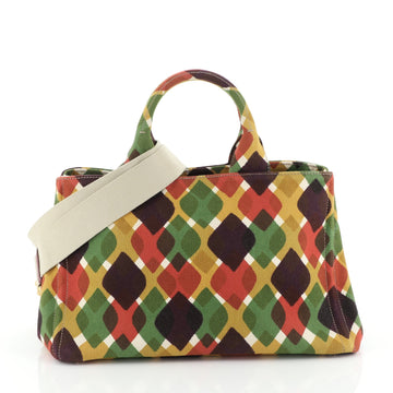 Prada Canapa Convertible Tote Printed Canvas Medium