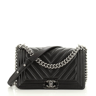 Chanel Boy Flap Bag Chevron Lambskin Old Medium