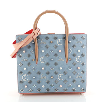 Christian Louboutin Paloma Tote Embellished Denim Medium