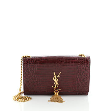 Saint Laurent Classic Monogram Tassel Crossbody Bag Crocodile Embossed Leather Medium