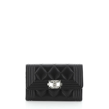 Chanel Boy Flap Card Holder Quilted Lambskin