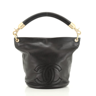 Chanel Vintage CC Handle Bucket Bag Leather Medium