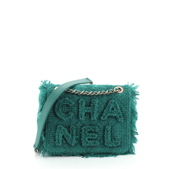 Chanel Giant Logo Flap Bag Quilted Tweed Small