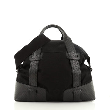 Bottega Veneta Belted Duffle Bag Canvas with Intrecciato Nappa Detail Medium