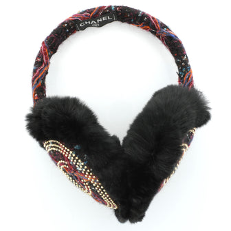 Chanel Earmuffs Studded Tweed with Fur