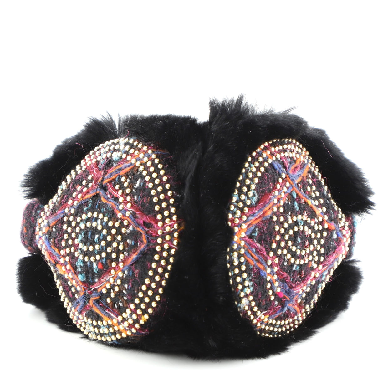 Chanel Earmuffs Studded Tweed with Fur Multicolor 5458422