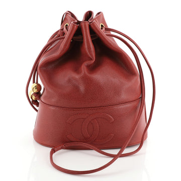 Chanel Vintage CC Drawstring Bucket Bag Caviar Small