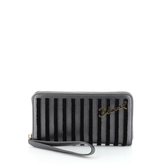 Chanel Paris-Hamburg Wristlet Zip Around Wallet Velvet Striped Leather