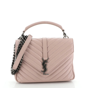 Saint Laurent Classic Monogram College Bag Matelasse Chevron Leather Medium
